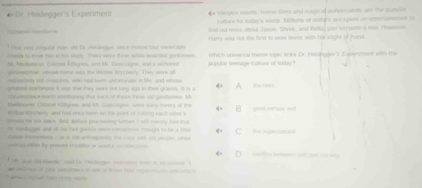### dr. heidegger’s experiment #### textual passage 1. this very singul…