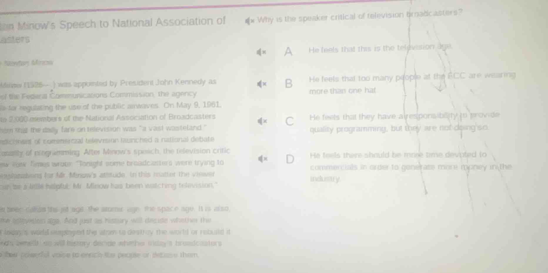 minow’s speech to national association of why is the speaker critical o…