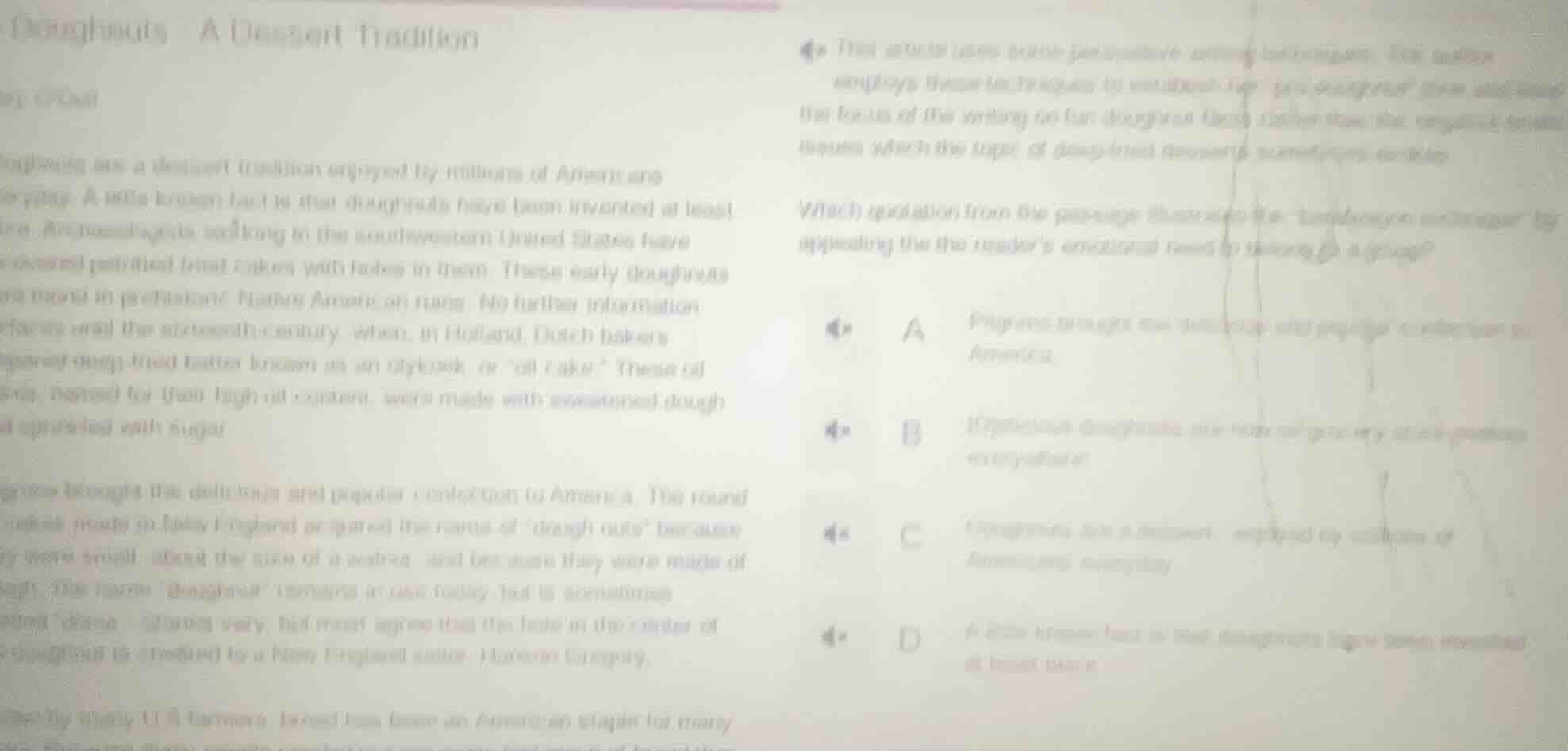 doughnuts a dessert tradition ... which quotation from the passage illu…