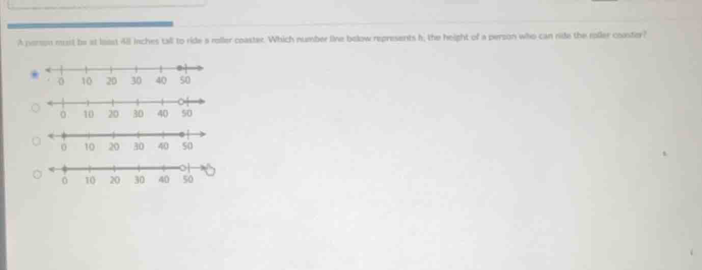 a person must be at least 48 inches tall to ride a roller coaster. whic…