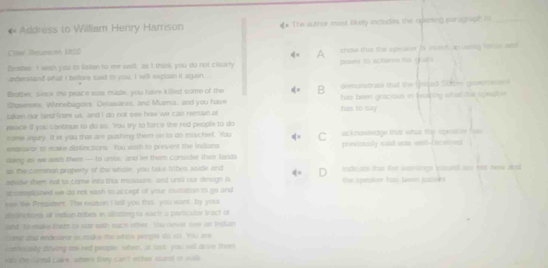 address to william henry harrison chief tecumseh 1809 brother, i wish y…