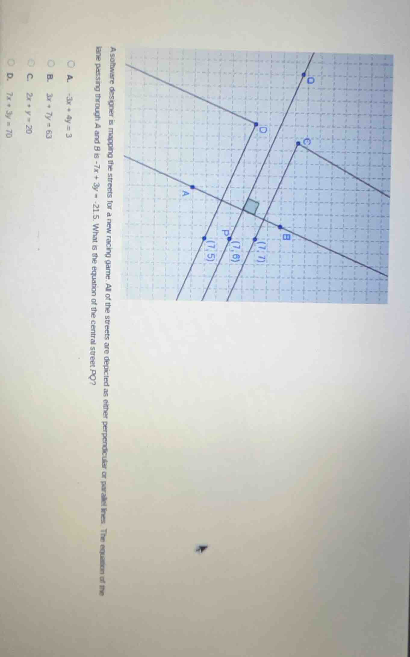 a software designer is mapping the streets for a new racing game. all o…