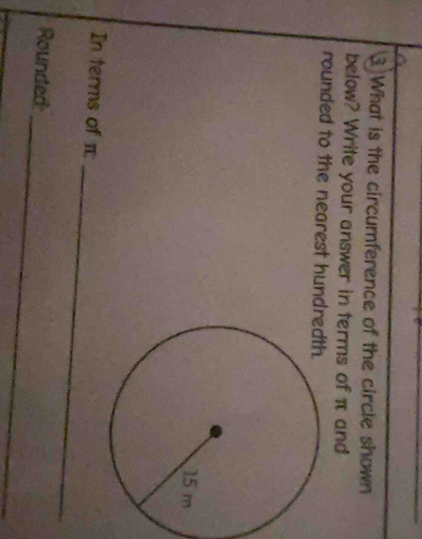 9 what is the circumference of the circle shown below? write your answe…