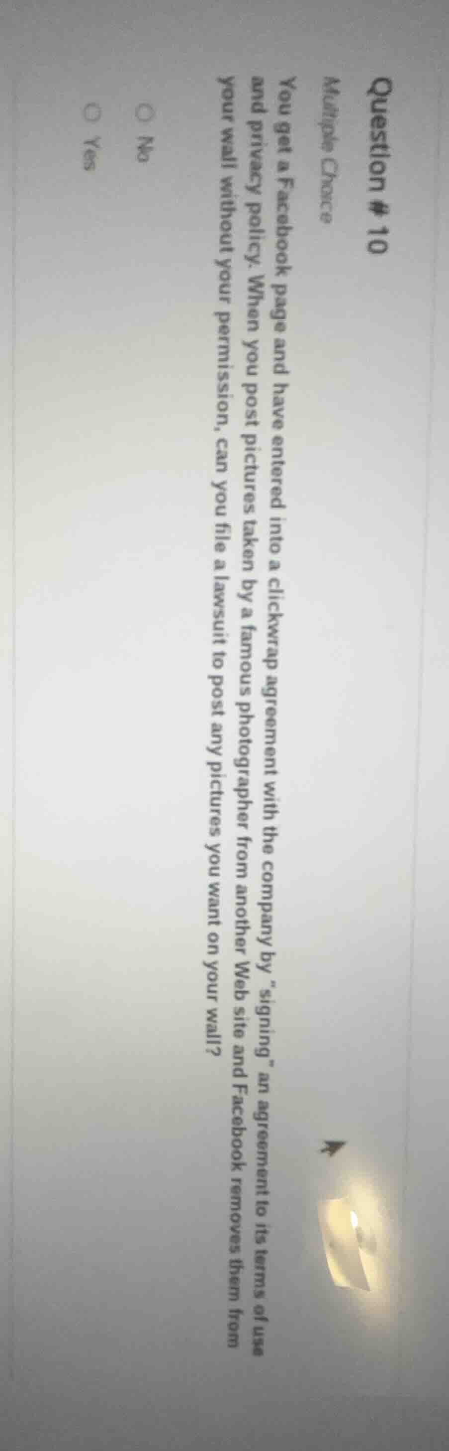 question # 10 multiple choice you get a facebook page and have entered …