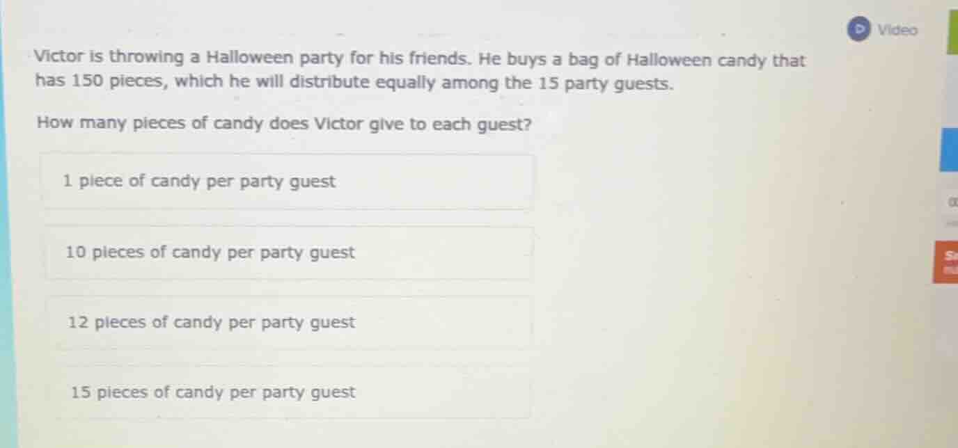 victor is throwing a halloween party for his friends. he buys a bag of …
