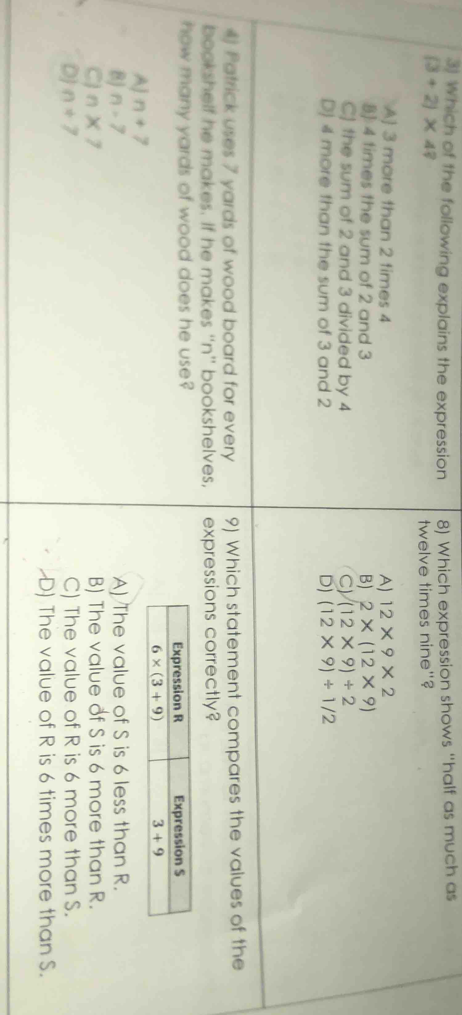 7) which of the following explains the expression (3 + 2) × 4? a) 3 mor…