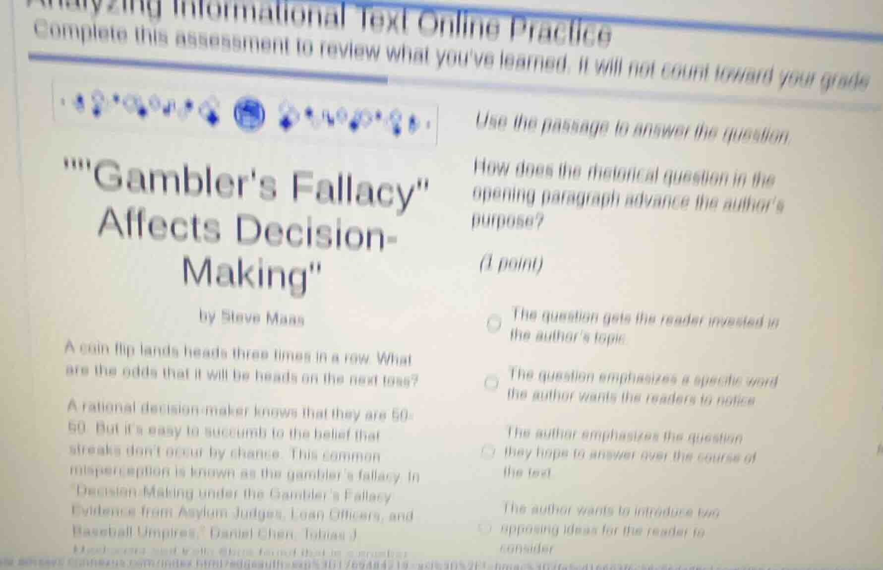 analyzing informational text online practice complete this assessment t…
