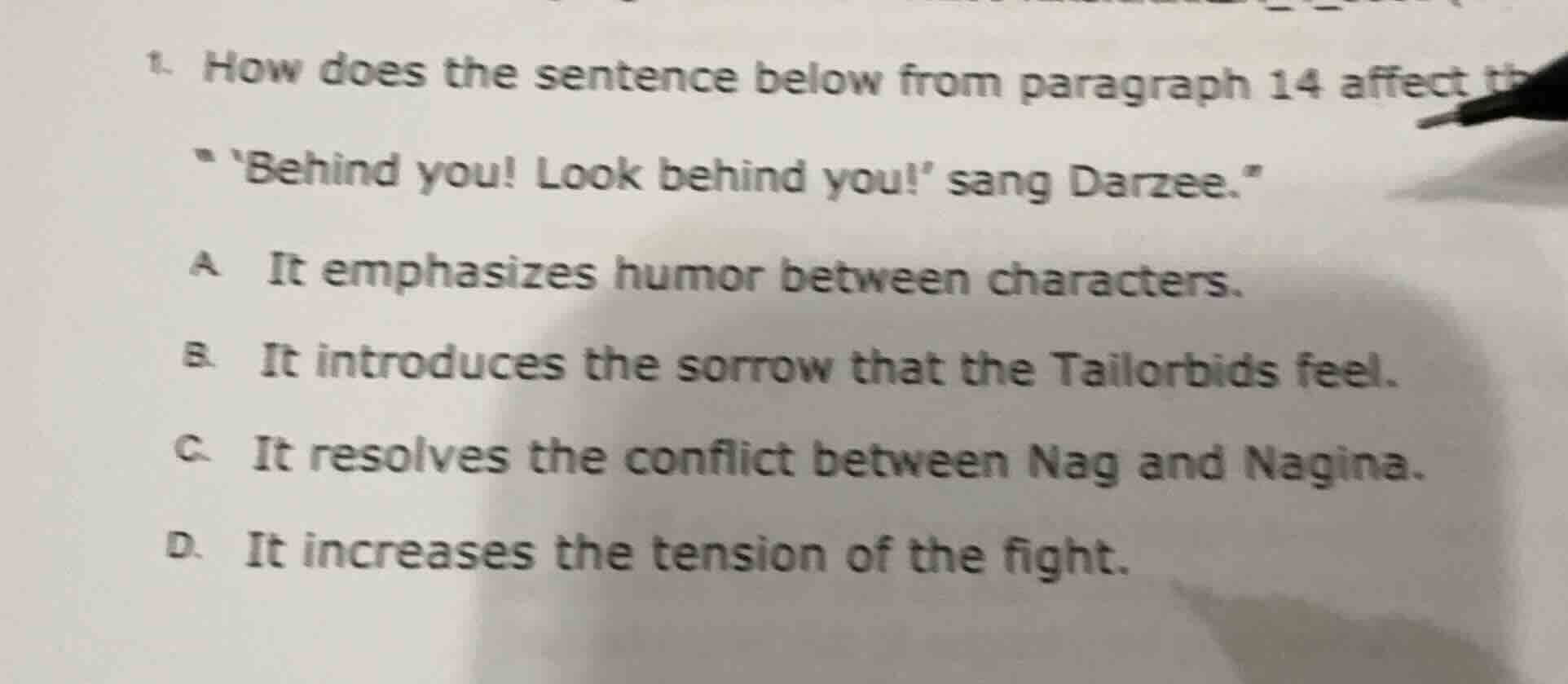 1. how does the sentence below from paragraph 14 affect th \ behind you…