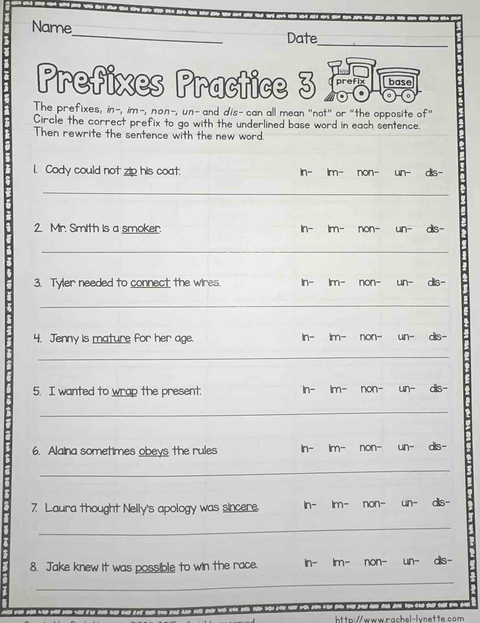 name______________________ date_______________ prefixes practice 3 the …