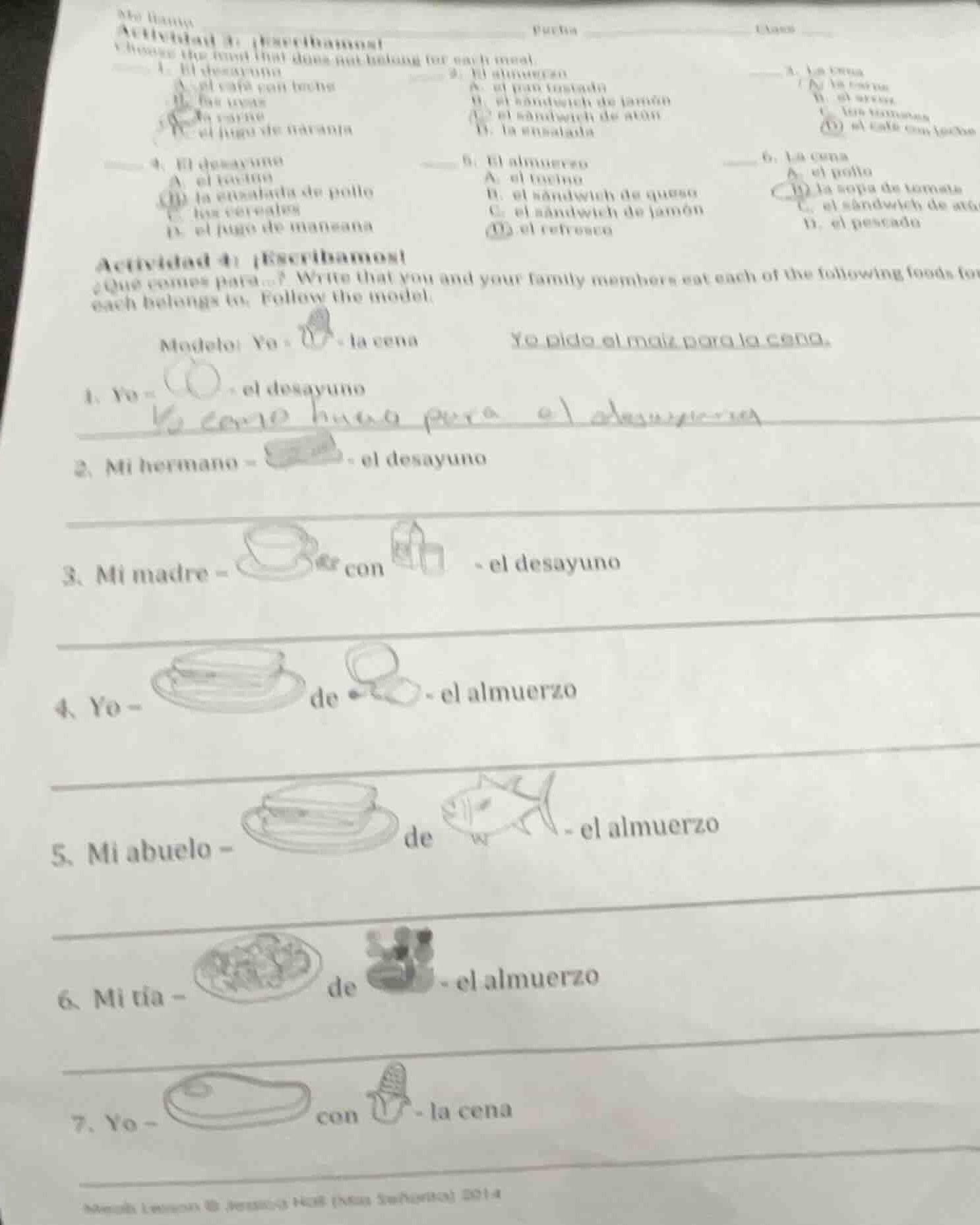 actividad 3: ¡averiguemos! choose the item that does not belong for eac…