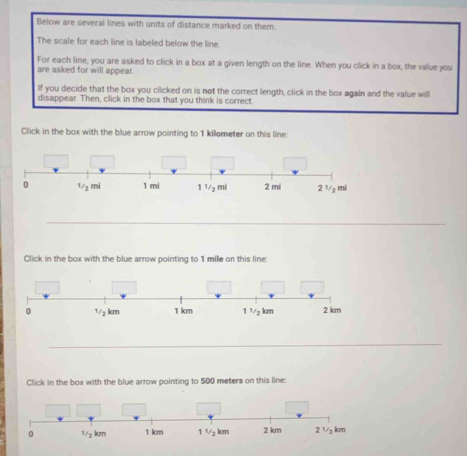 below are several lines with units of distance marked on them. the scal…