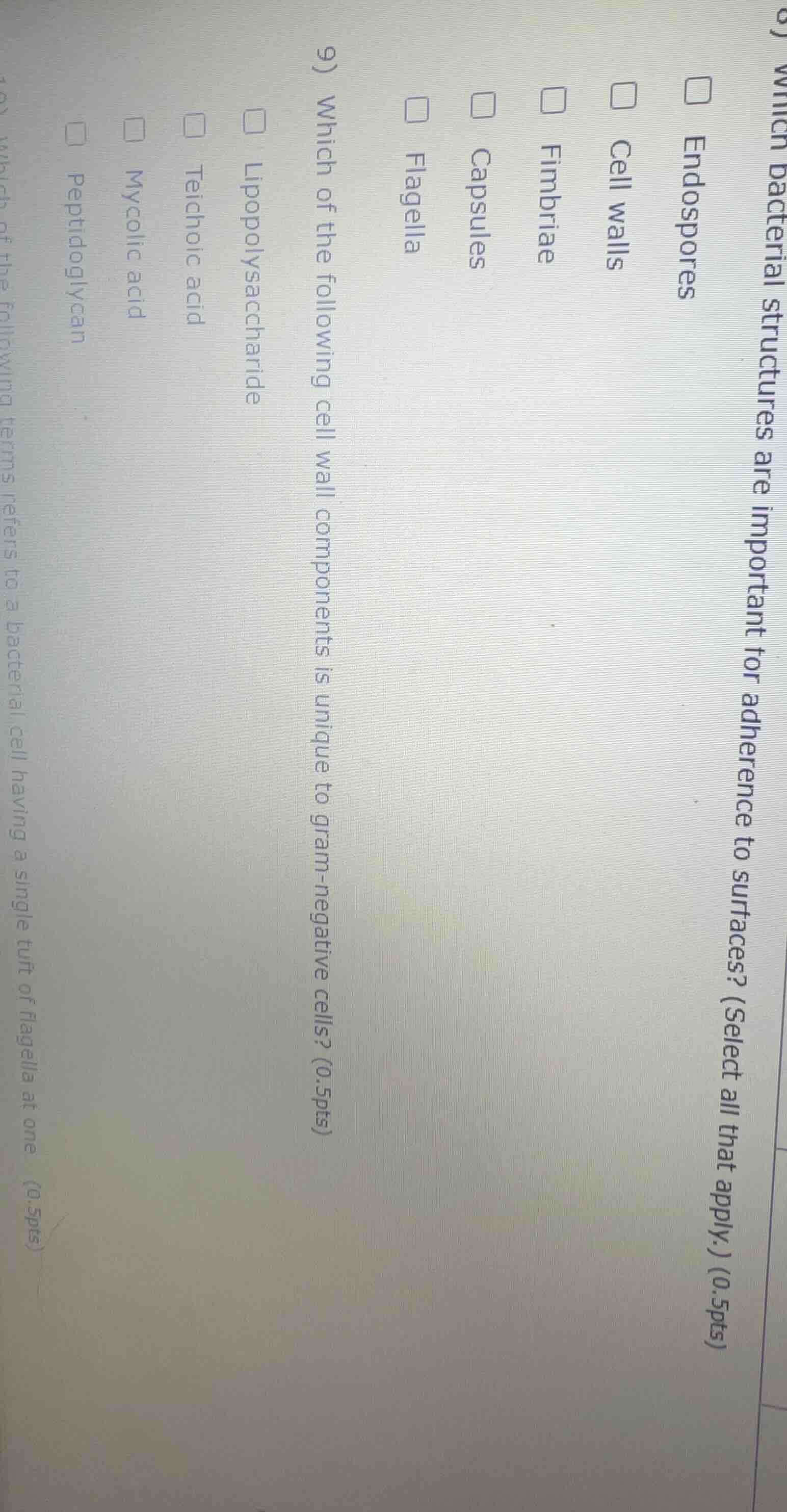 9) which of the following cell wall components is unique to gram - nega…