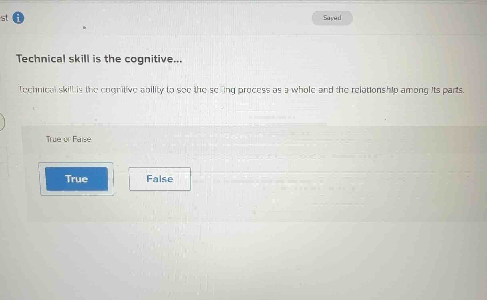 technical skill is the cognitive ability to see the selling process as …