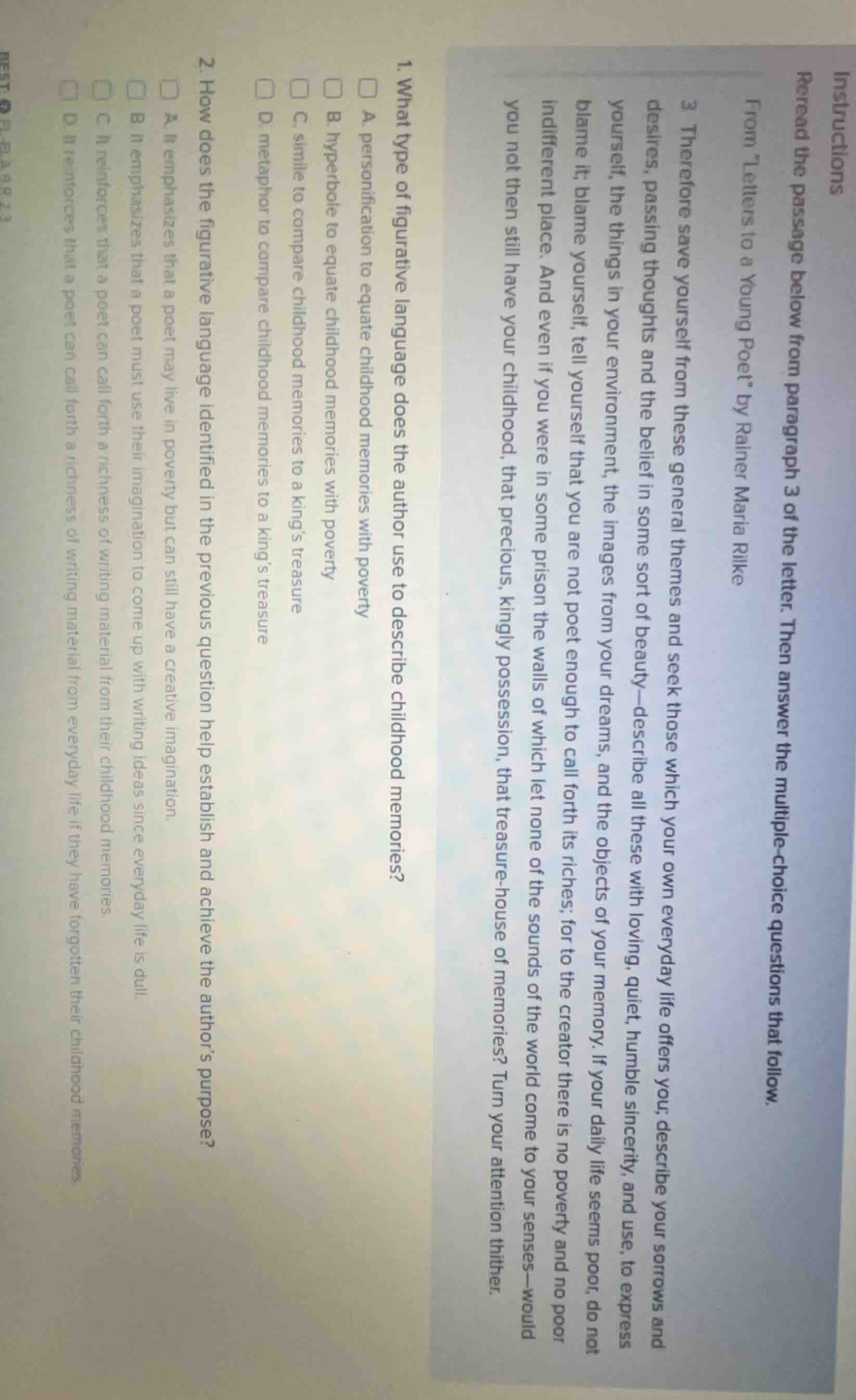 instructions reread the passage below from paragraph 3 of the letter. t…