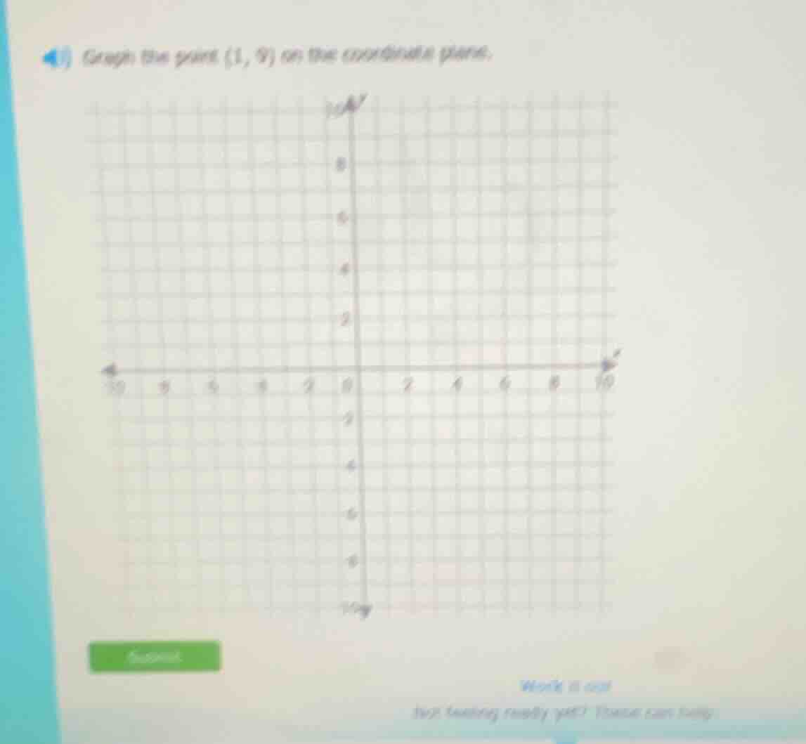 graph the point (1, 9) on the coordinate plane.