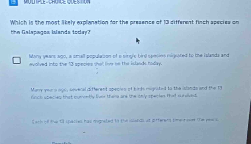 multiple-choice question which is the most likely explanation for the p…