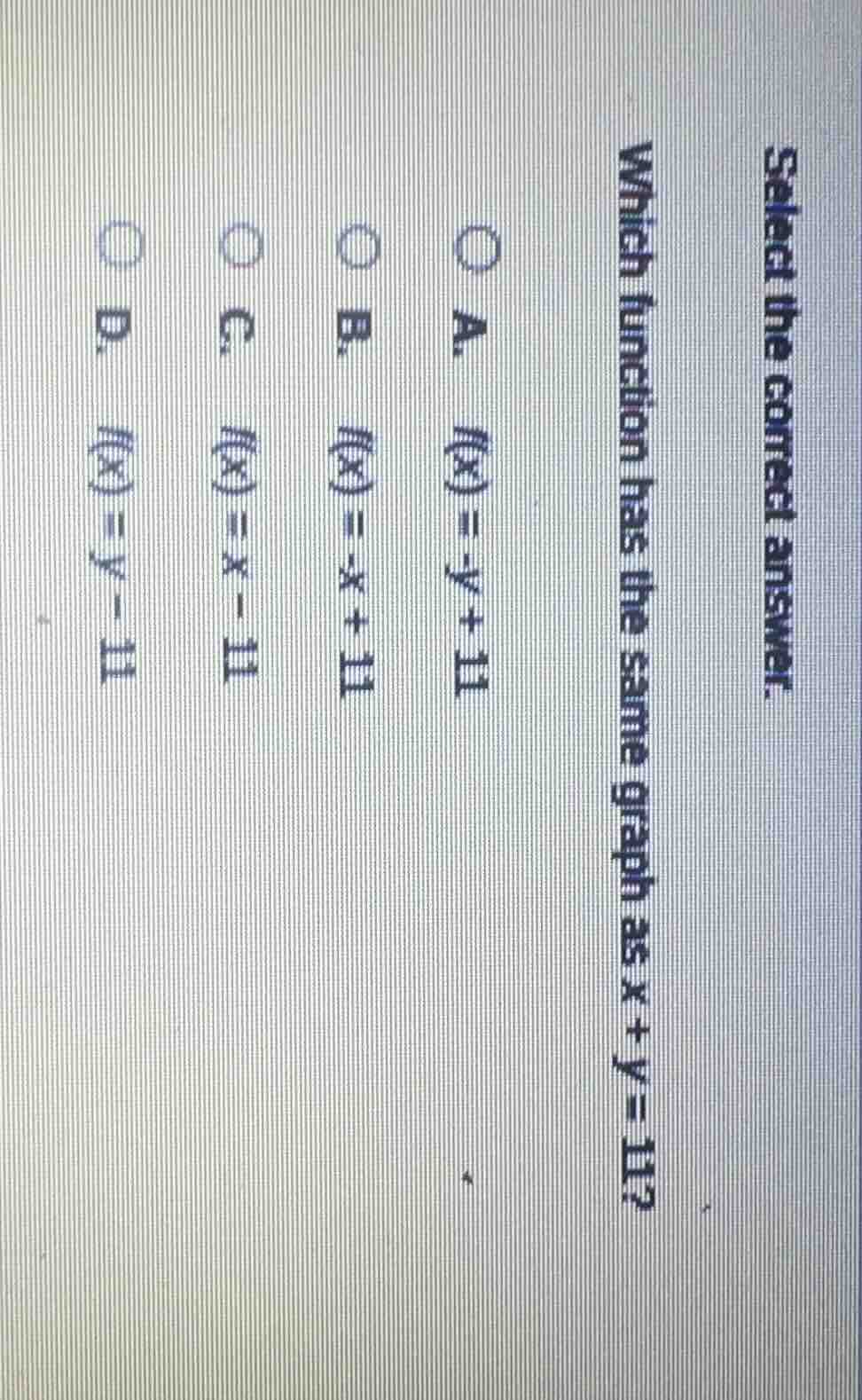 select the correct answer. which function has the same graph as ( x + y…