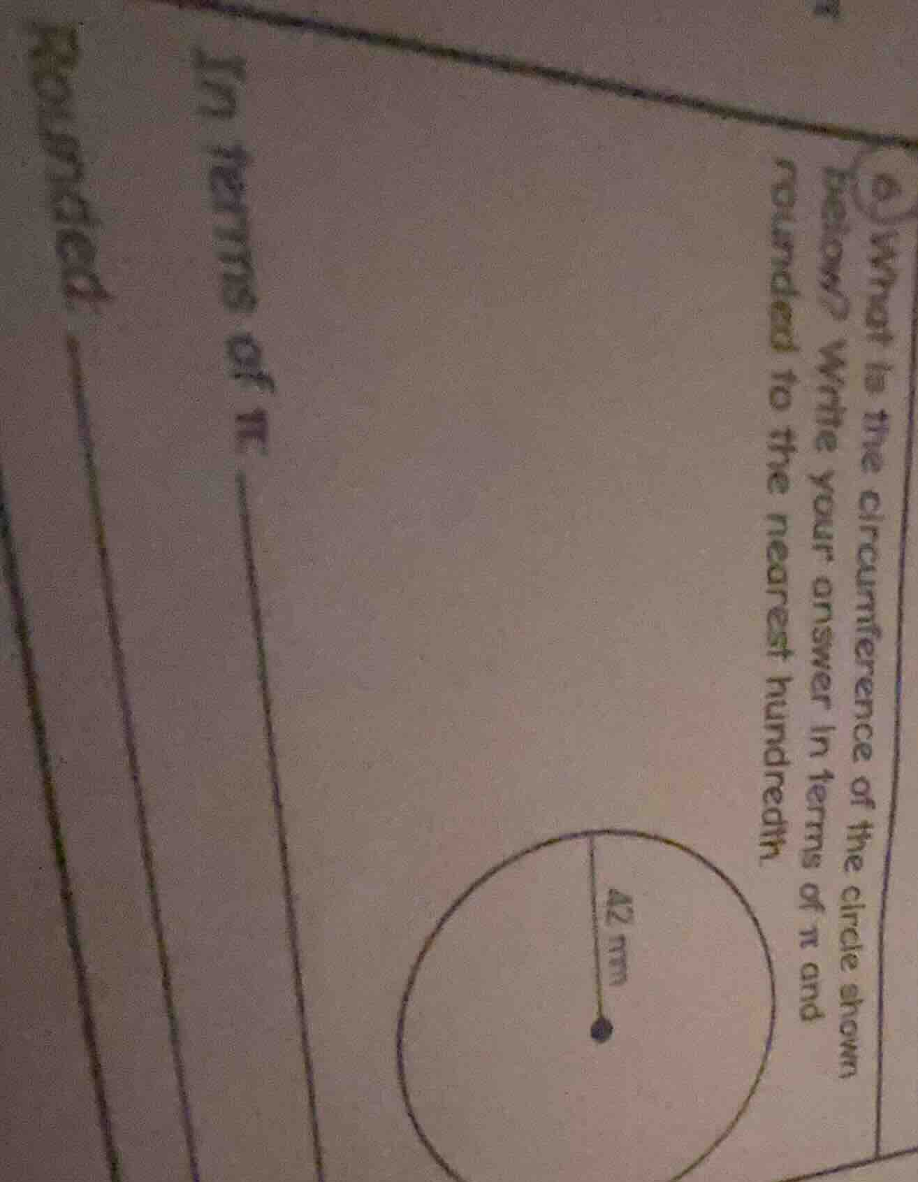 9 what is the circumference of the circle shown below? write your answe…