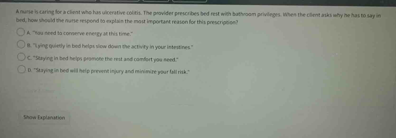 a nurse is caring for a client who has ulcerative colitis. the provider…