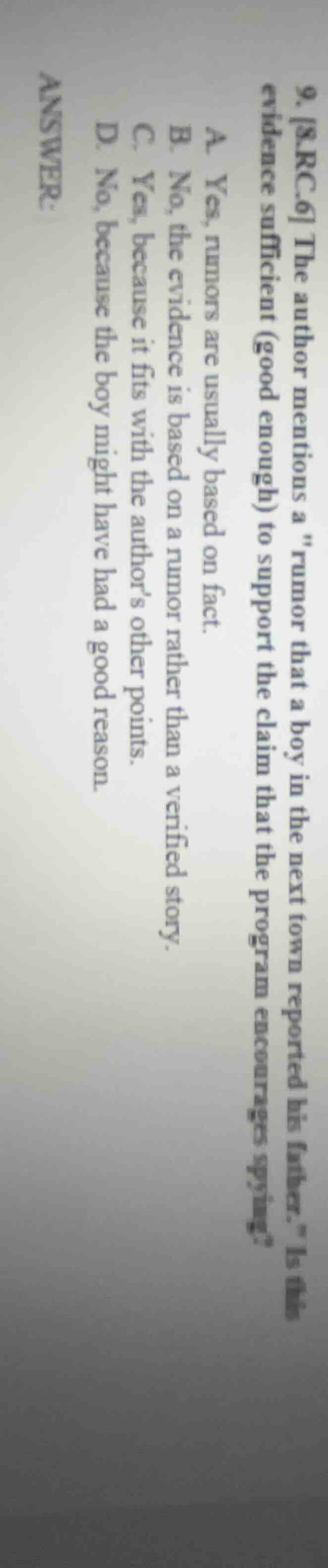 9. s.rc.6 the author mentions a umor that a boy in the next town report…