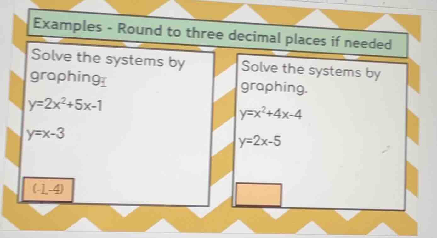 examples - round to three decimal places if needed solve the systems by…