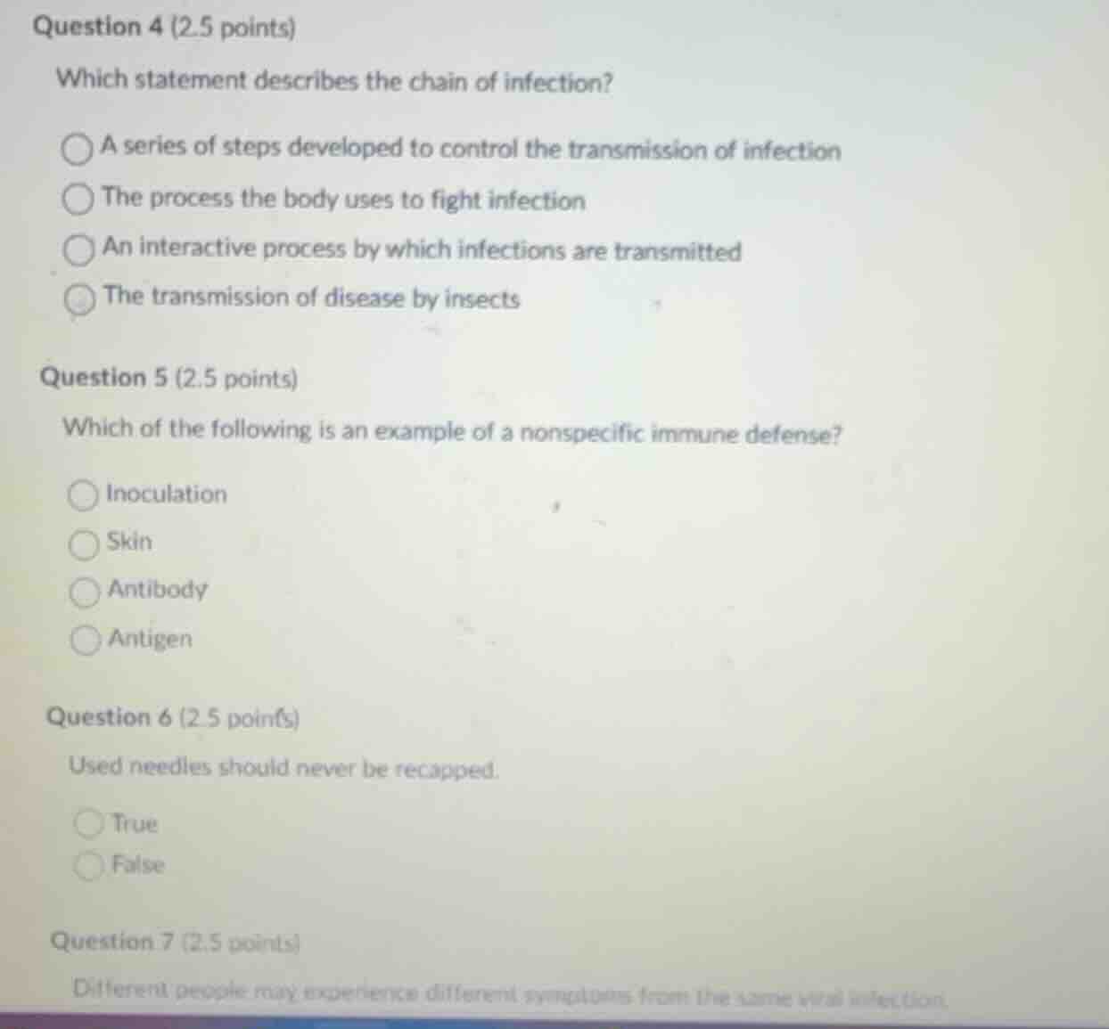 question 4 (2.5 points) which statement describes the chain of infectio…