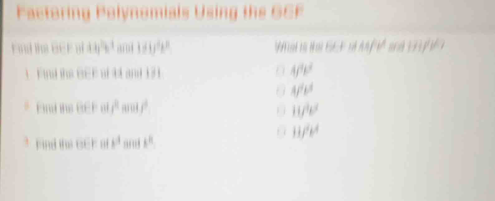 factoring polynomials using the gcf find the gcf of... 1. find the gcf …