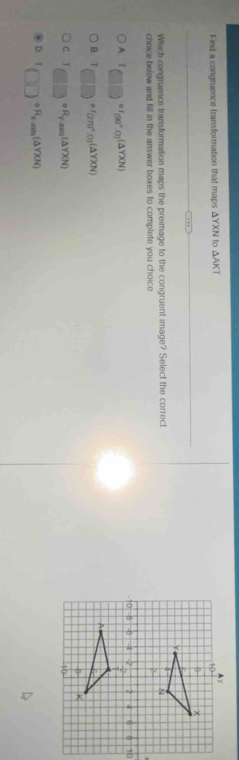 find a congruence transformation that maps δyxn to δakt which congruenc…