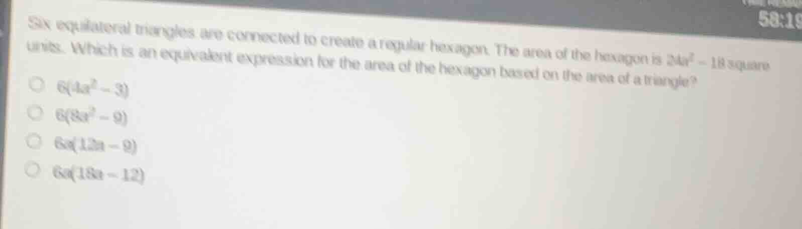 six equilateral triangles are connected to create a regular hexagon. th…
