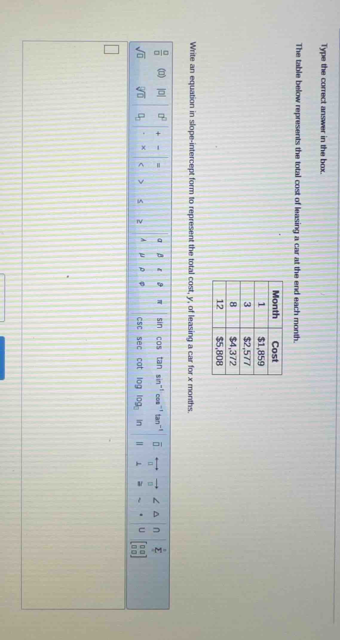 type the correct answer in the box. the table below represents the tota…