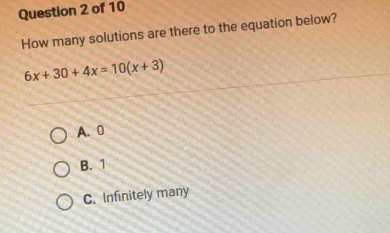 question 2 of 10 how many solutions are there to the equation below? 6x…