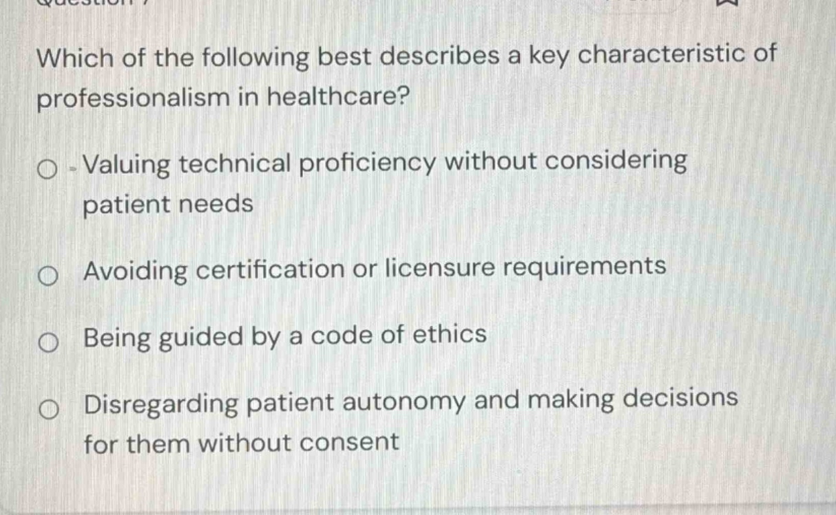 which of the following best describes a key characteristic of professio…