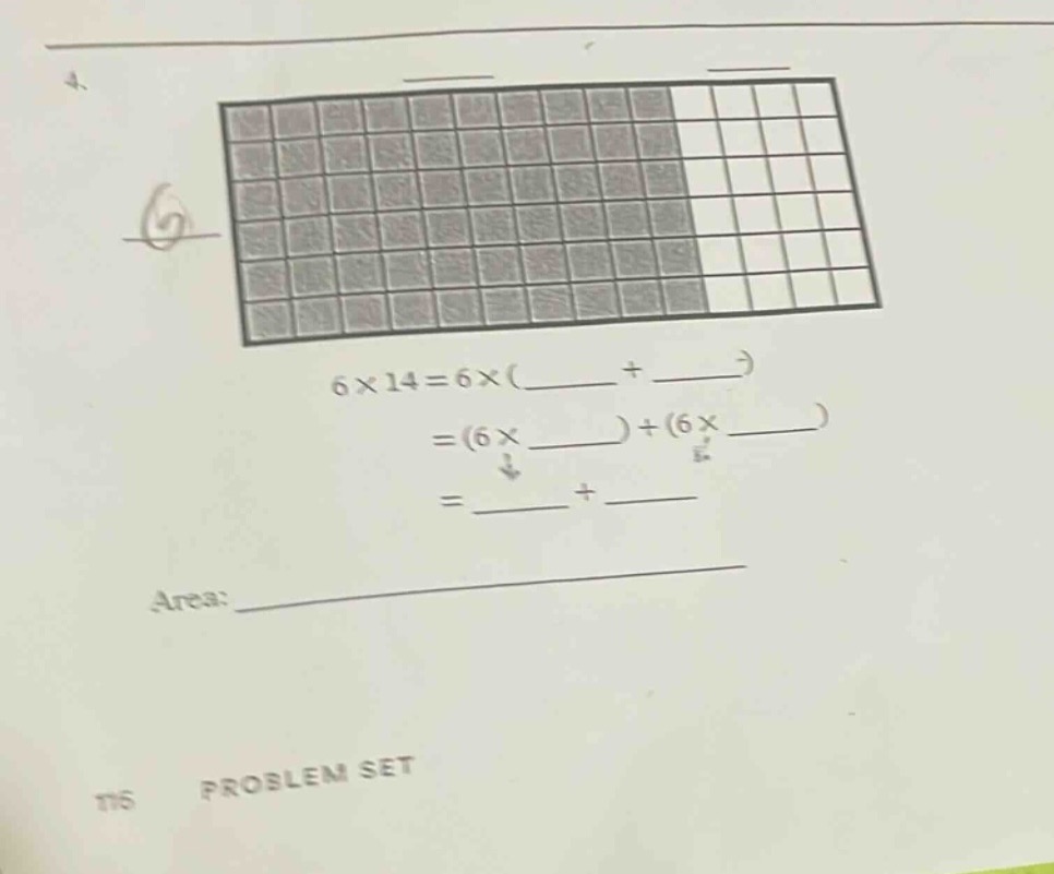 4. $6\\times14 = 6\\times(\\underline{quadquad}+\\underline{quadquad})$…