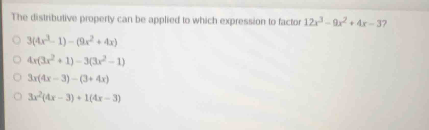 the distributive property can be applied to which expression to factor …