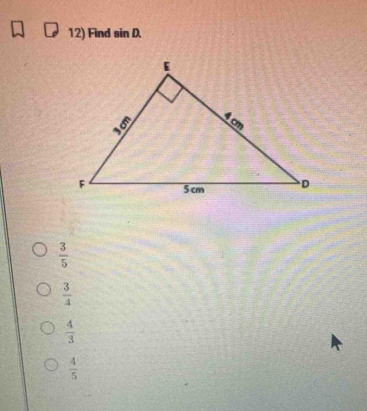 12) find sin d.