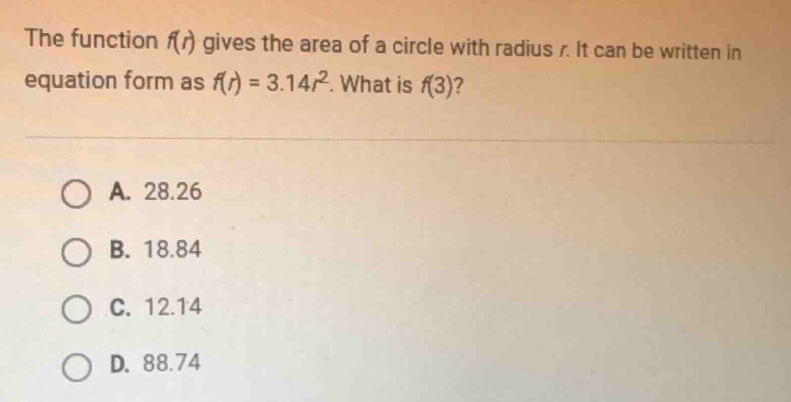 the function f(r) gives the area of a circle with radius r. it can be w…