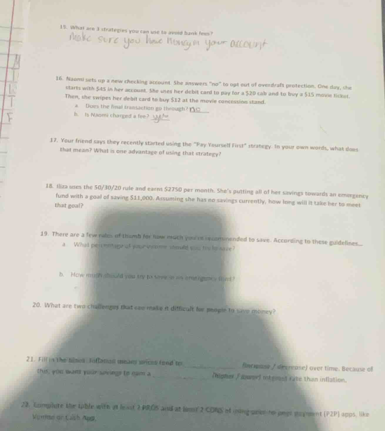 15. what are 3 strategies you can use to avoid bank fees? make sure you…