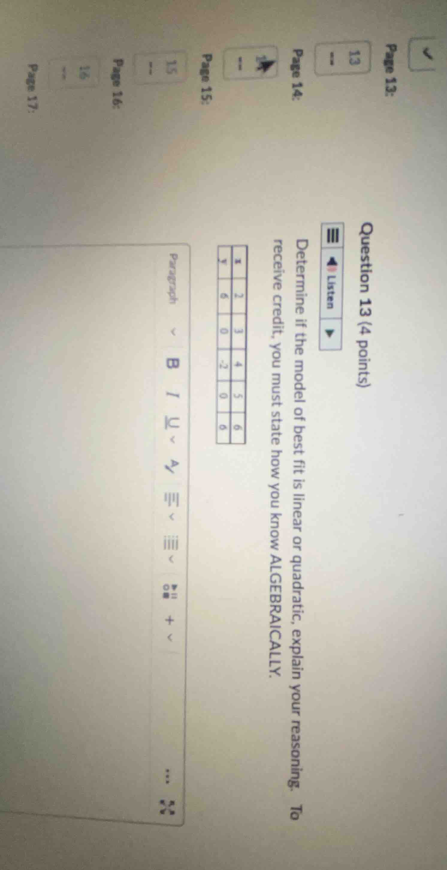 question 13 (4 points) determine if the model of best fit is linear or …