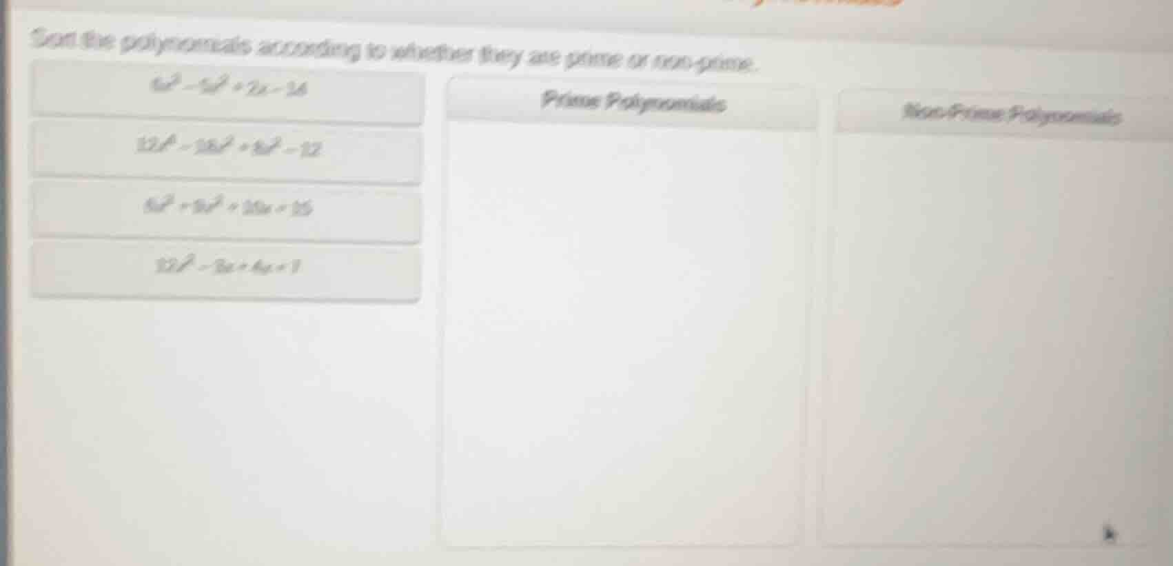sort the polynomials according to whether they are prime or non - prime…
