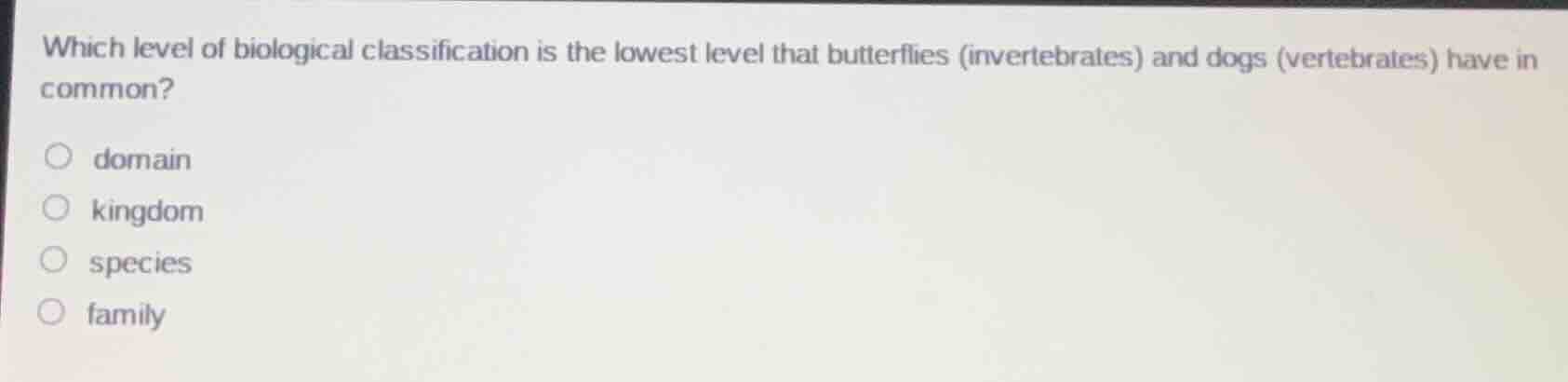 which level of biological classification is the lowest level that butte…