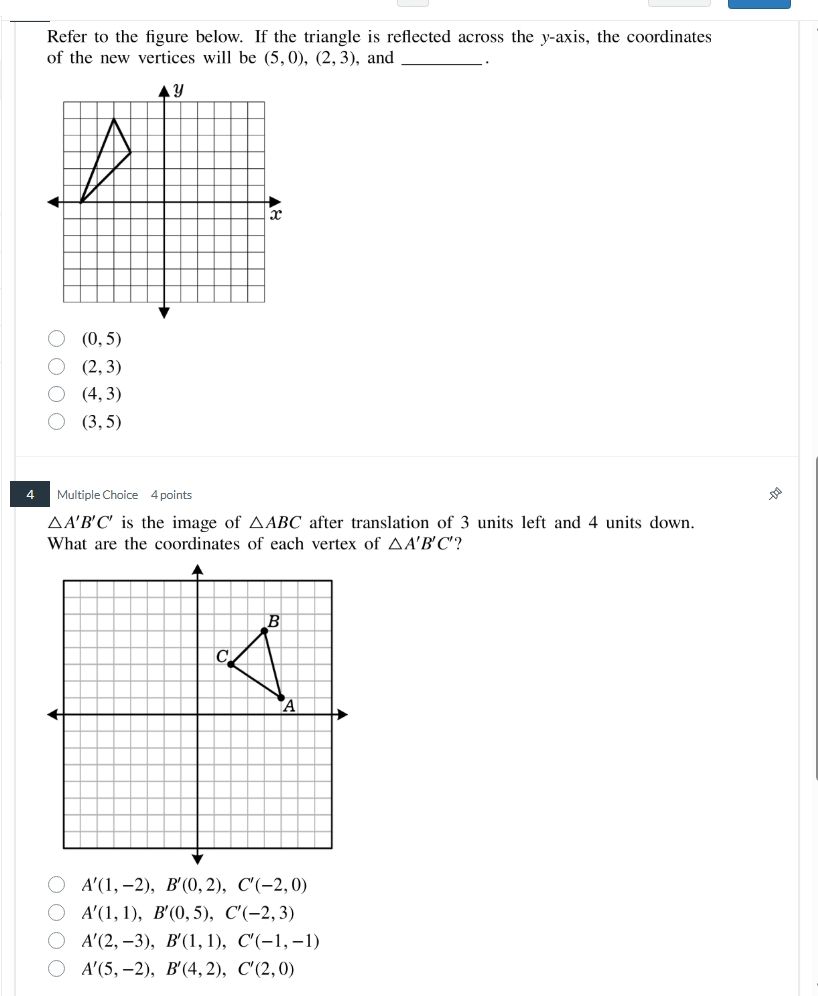 refer to the figure below. if the triangle is reflected across the y - …