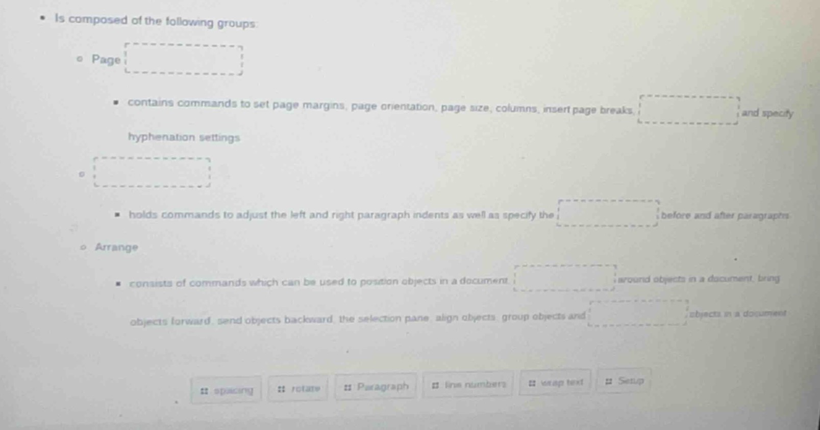 • is composed of the following groups: ◦ page • contains commands to se…