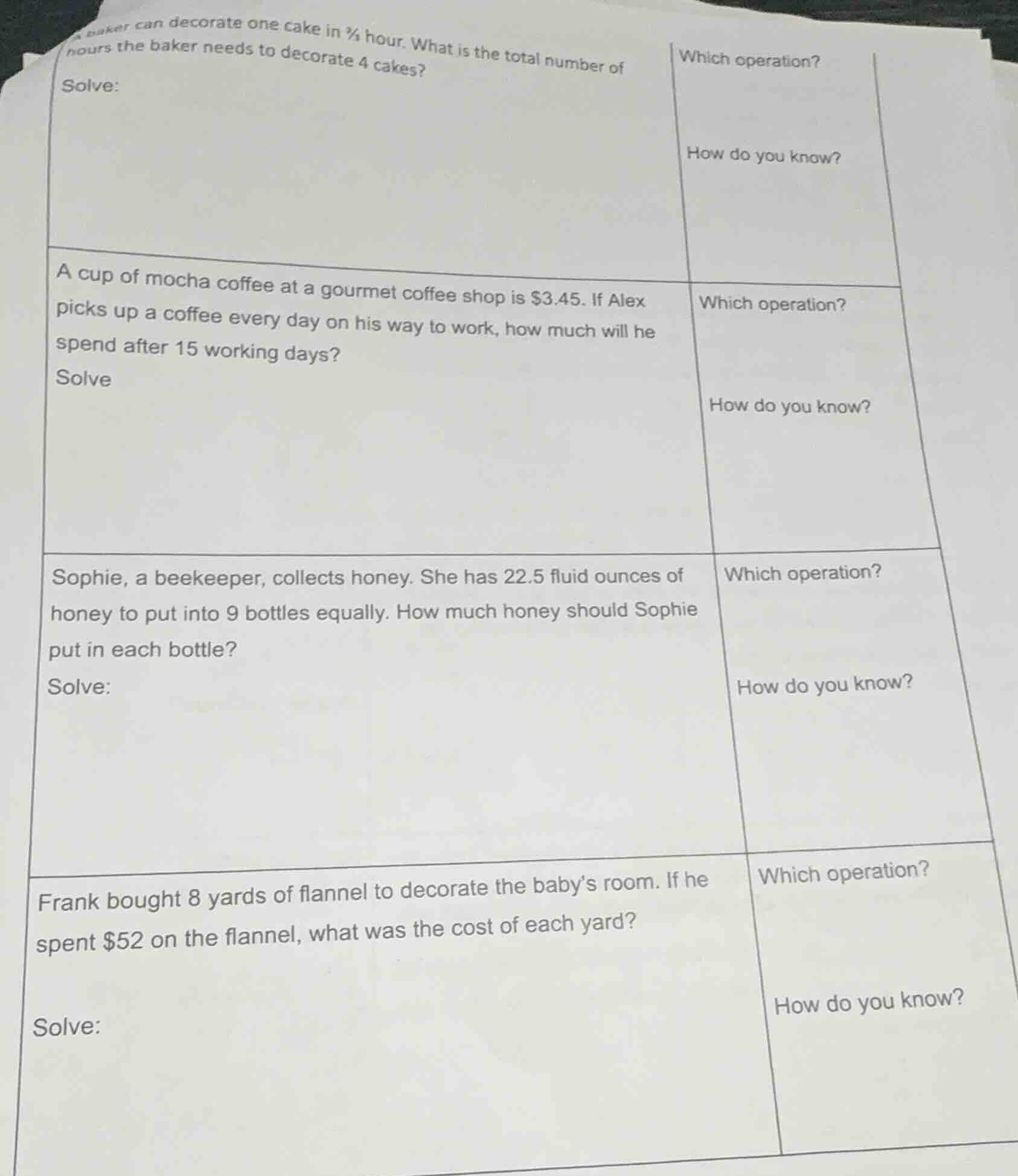 a baker can decorate one cake in ¾ hour. what is the total number of ho…