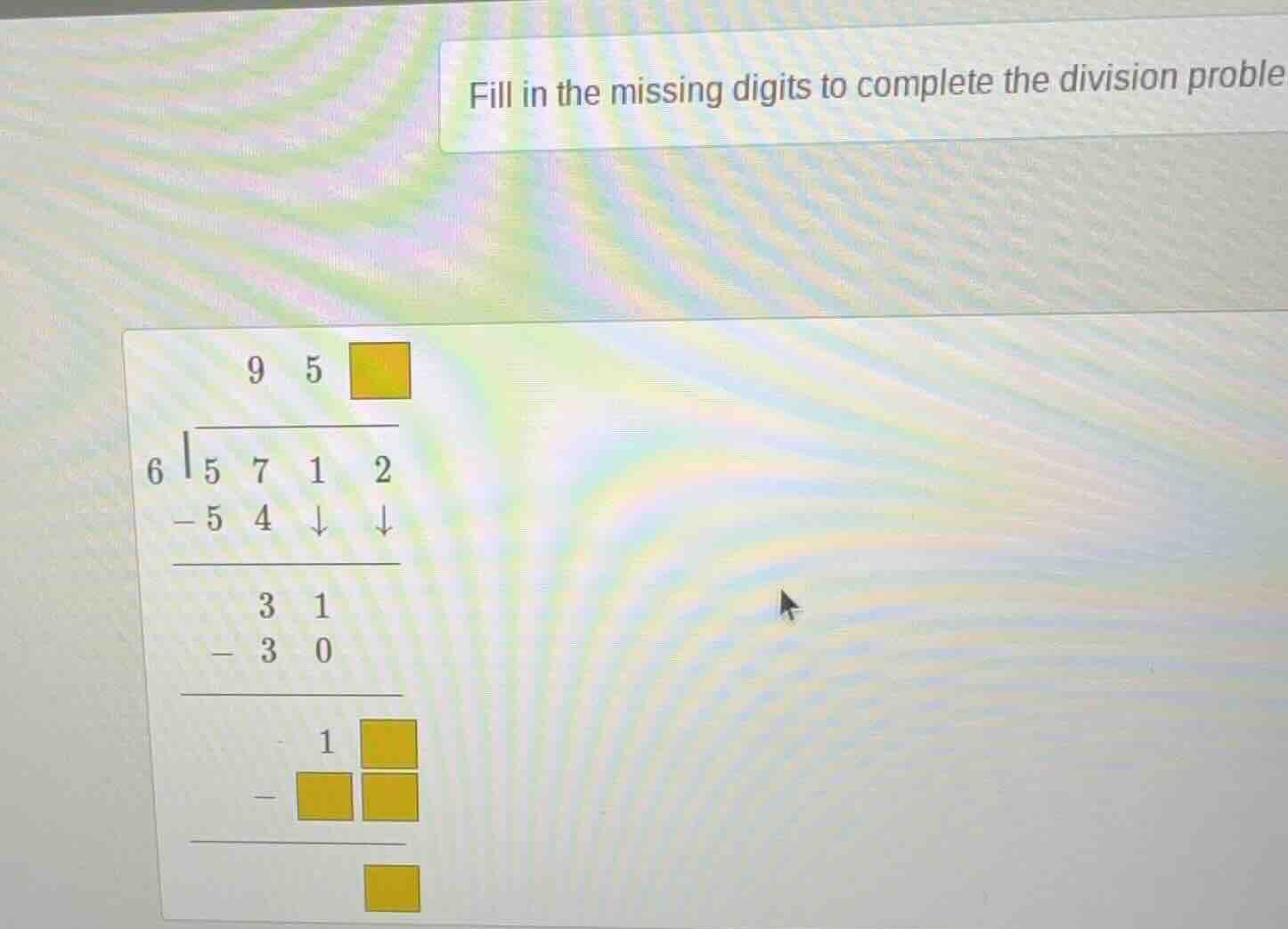 fill in the missing digits to complete the division proble 9 5 6 longdi…