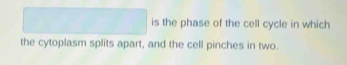 is the phase of the cell cycle in which the cytoplasm splits apart, and…