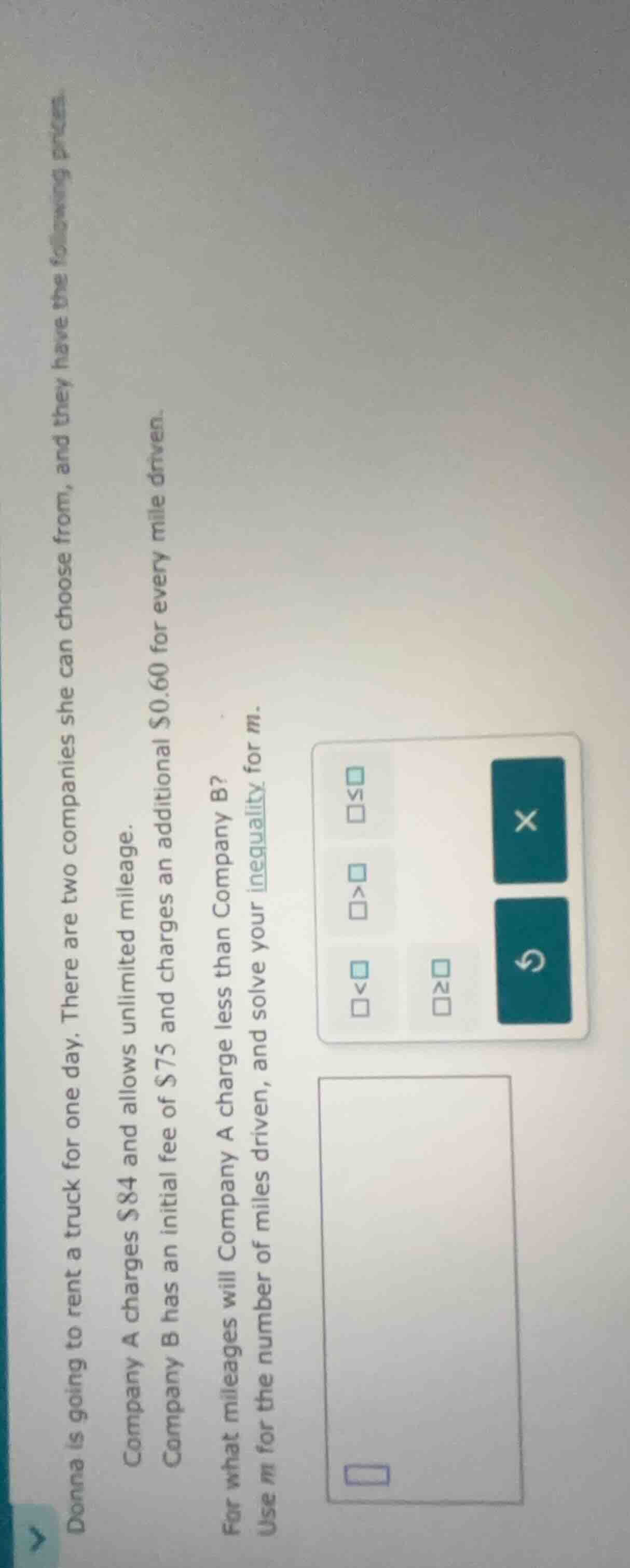donna is going to rent a truck for one day. there are two companies she…
