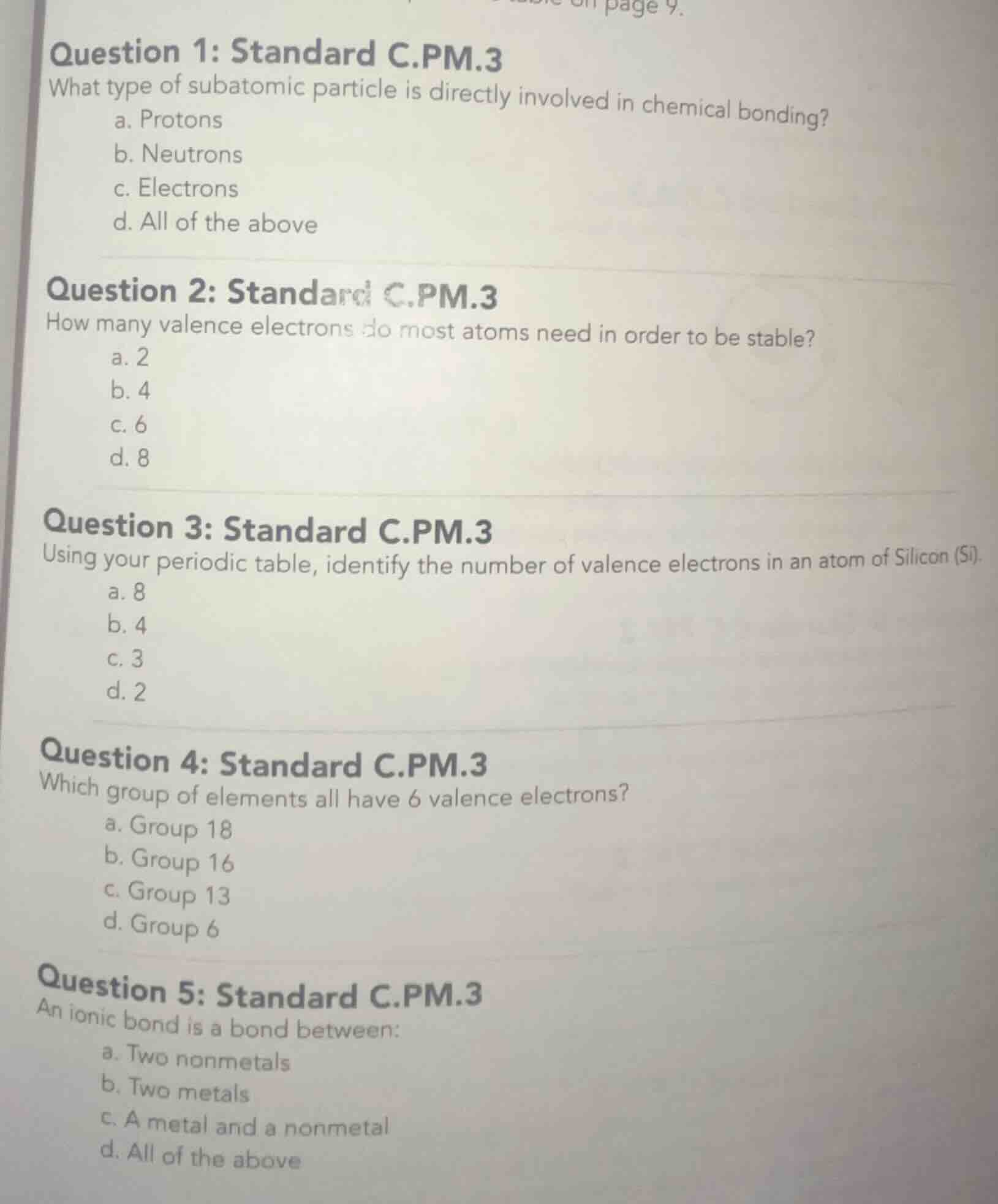 question 1: standard c.pm.3 what type of subatomic particle is directly…