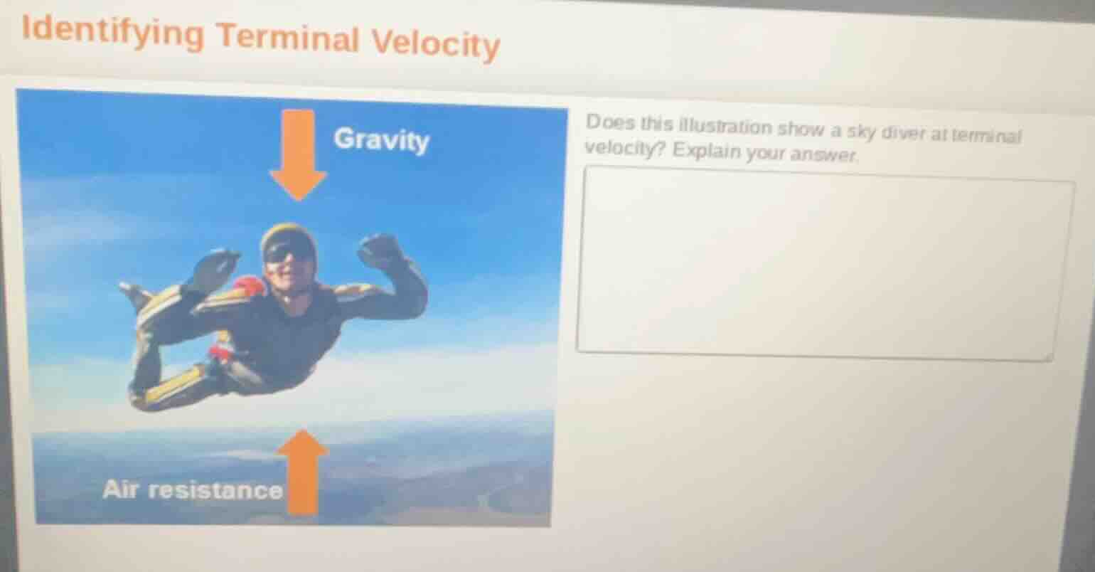 identifying terminal velocity does this illustration show a sky diver a…