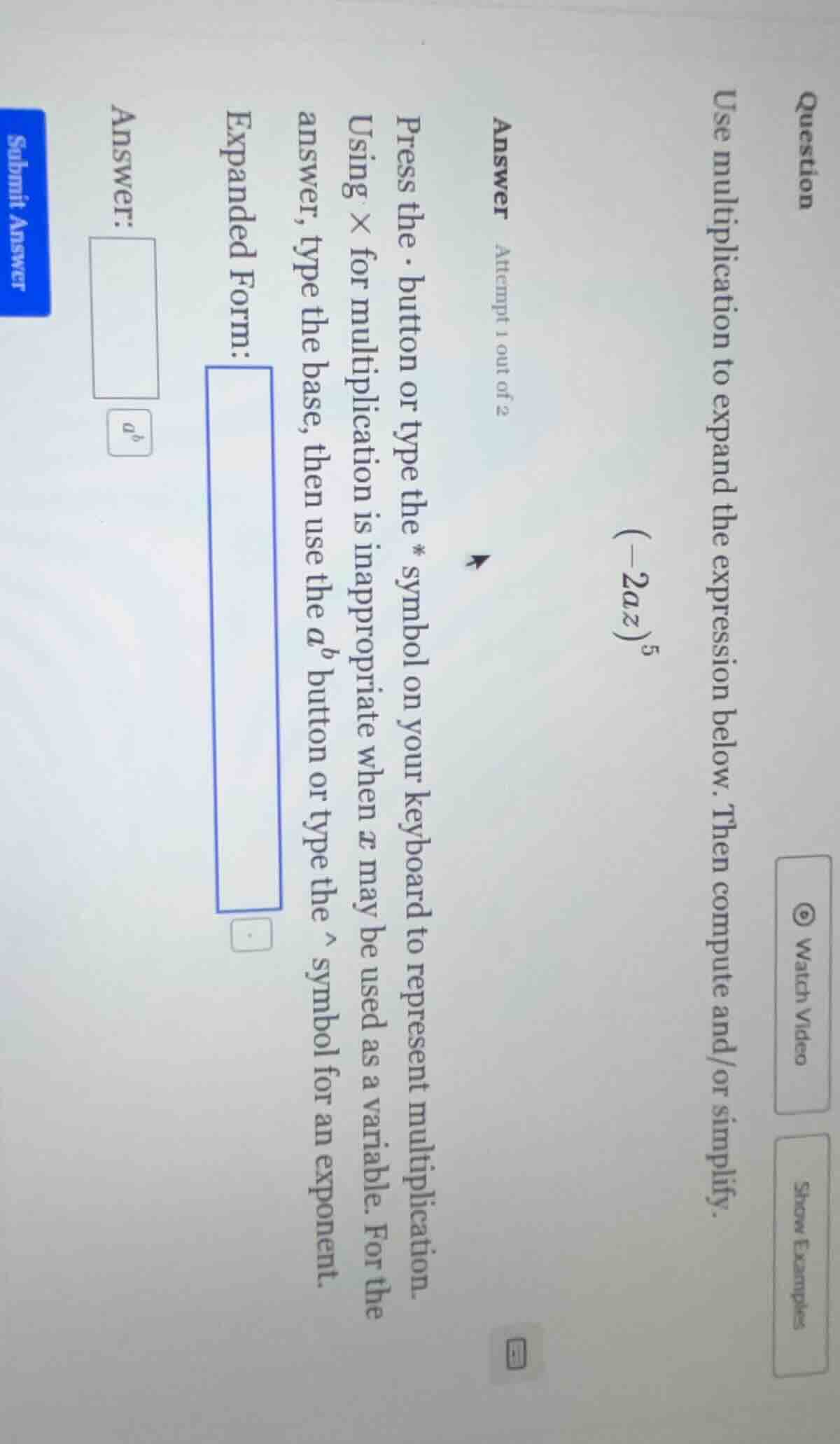 question use multiplication to expand the expression below. then comput…
