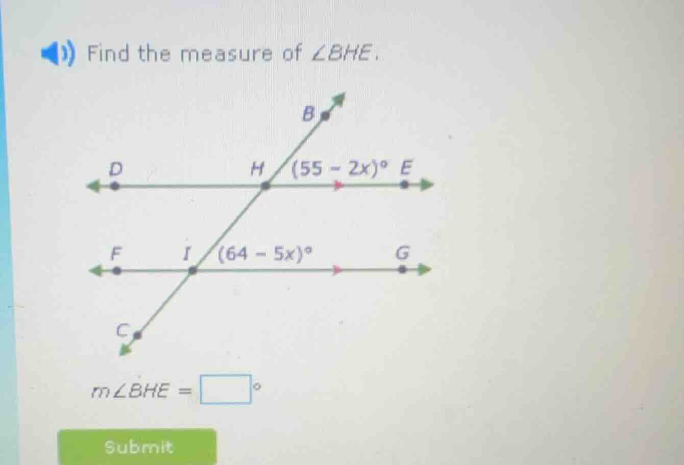 find the measure of $\\angle bhe$. $m\\angle bhe = \\square^\\circ$